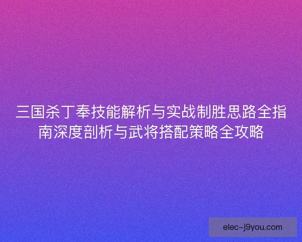 三国杀丁奉技能解析与实战制胜思路全指南深度剖析与武将搭配策略全攻略